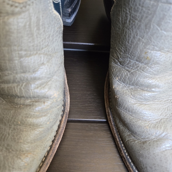 Vintage Green and Gray Western Wear Leather Boots 8 - Picture 4 of 12